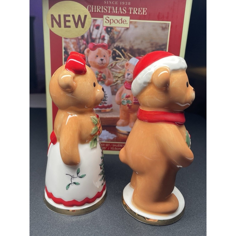 Spode Christmas Tree Salt and Pepper‎ Shakers Teddy Bear New in Box - Picture 4 of 6